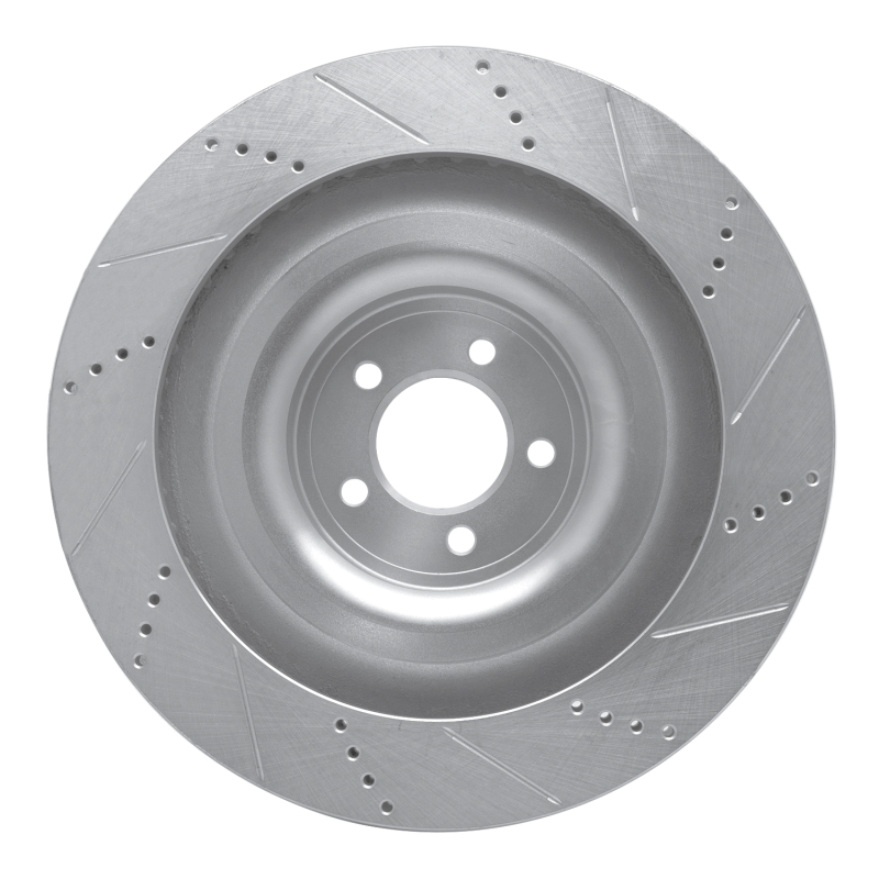 Jaguar XKR Brake Rotor (1) - Right Front - R1 Concepts - Drilled & Slotted - Silver - `08-`09